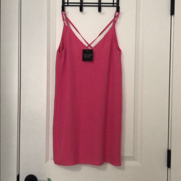 Top Shop Pink Cross Back Slip Dress Size 2 PETITE - Picture 5 of 6